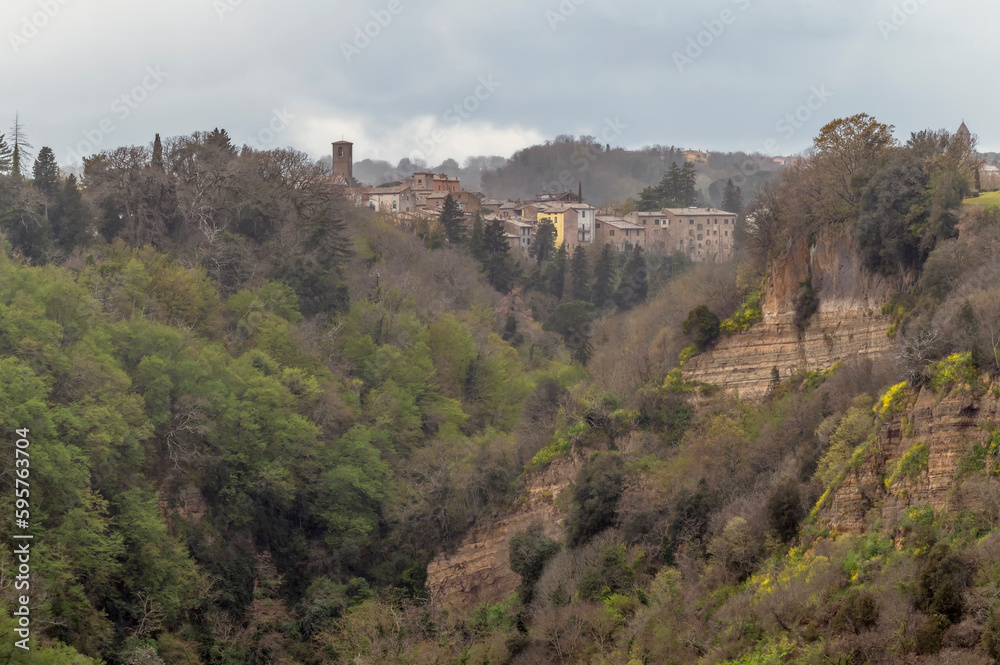 Panoramic view of Bagnoregio da Civita, Viterbo, Italy