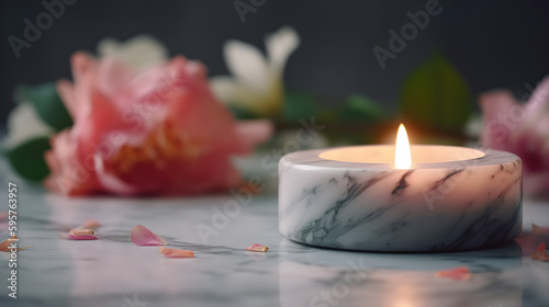 candle and rose product mockup background Mother s Day