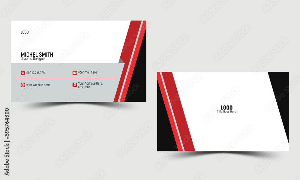 Creative,Colourful, Corporate Modern business card template with flat Red and Black interface