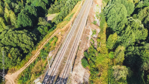 Railway in summer view from above