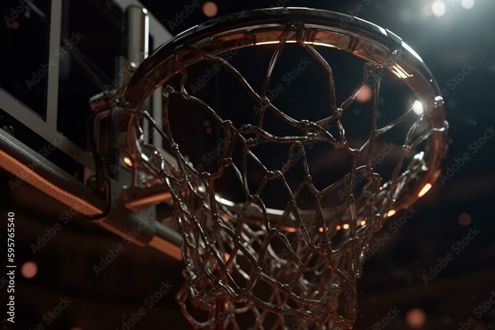 4k transparent basketball hoop and ball. Generative AI