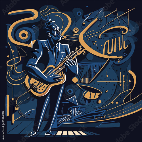 Vector background illustration with abstract concept of colorful jazz music