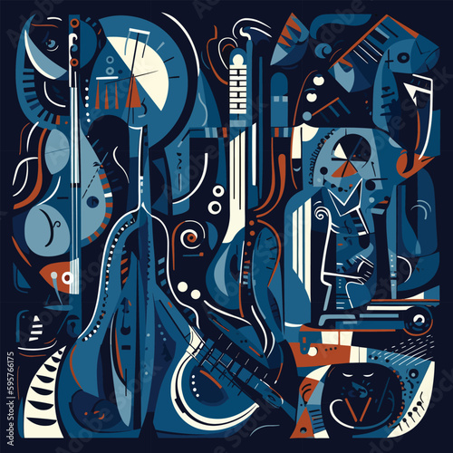 Vector background illustration with abstract concept of colorful jazz music
