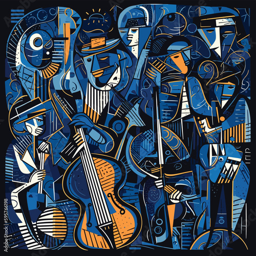 Vector background illustration with abstract concept of colorful jazz music