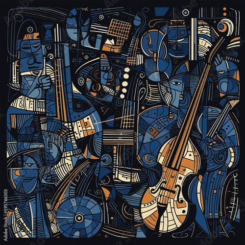Vector background illustration with abstract concept of colorful jazz music