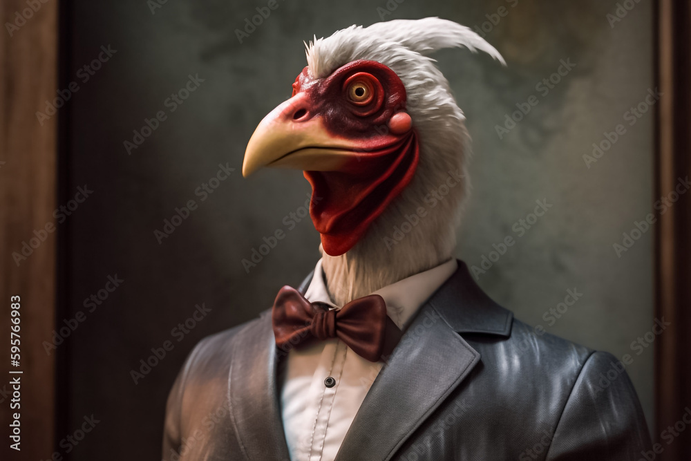 a male chick in a business suit is a fun and playful image that's perfect for brands that embrace a youthful and energetic vibe. generative AI.