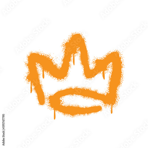 Graffiti crown with overspray in orange over white
