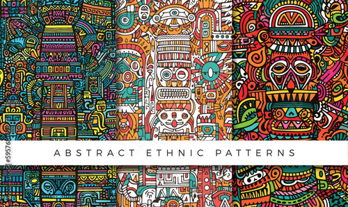 Abstract ethnic pattern illustration backgrounds 