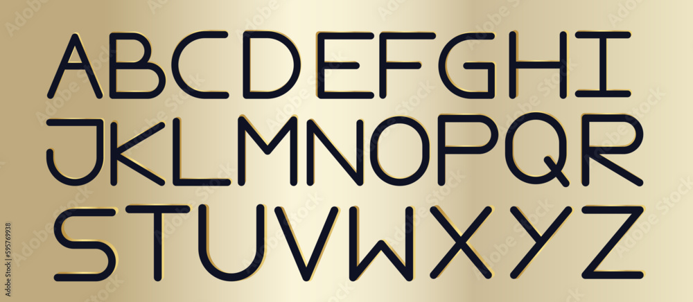 Gold black thin alphabet letters font Gold black thin alphabet letters font