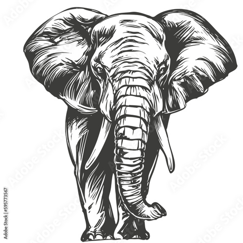 elephant big animal hand drawn vector illustration realistic sketch