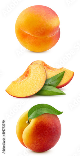 Peach collection Clipping Path. Peach isolated on white background. Peach studio macro shooting