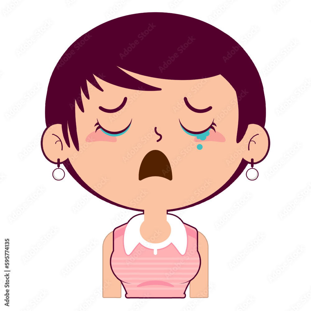 girl crying and scared face cartoon cute