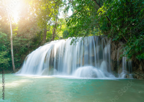 Beautiful waterfall Erawan waterfall at Kanchanaburi Province in west Thailand