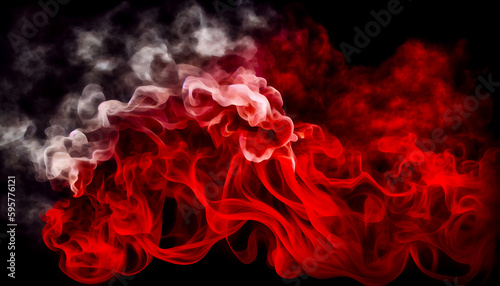 Generative AI, Red and White Moody Abstract Smoke