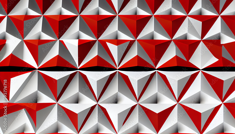 Generative AI, Symmetrical Geometric Pattern in Red and White Generative AI, Symmetrical Geometric Pattern in Red and White