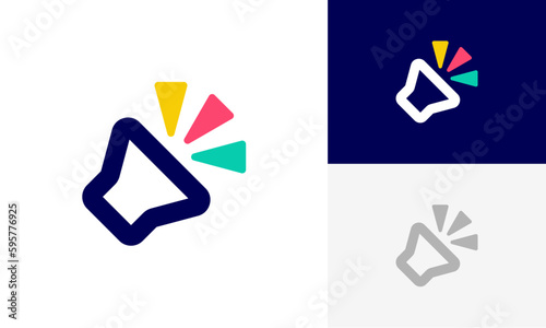 Speaker sound logo. Sound speaker and musical logo template. Woofer vector design. Subwoofer illustration