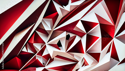 Wallpaper Mural Generative AI, Organic and Geometric Shapes in Red and White Torontodigital.ca