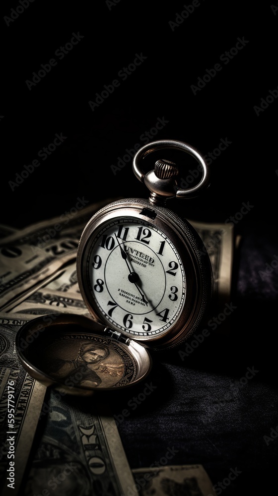Money free us from the burden of time. Banking crisis. Deadline concept. Money income. Finance concept. Money free us from the burden of time. Banking crisis. Deadline concept. Money income. Finance concept.