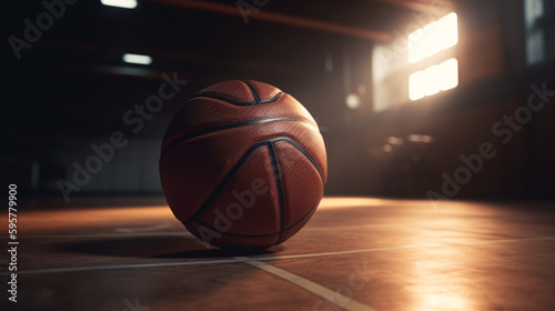 Basketball auf dem Boden in einer Sporthalle