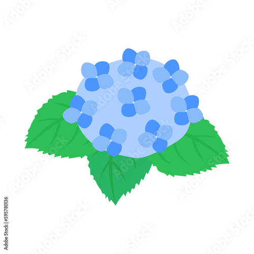 青い紫陽花。フラットなベクターイラスト。
Blue hydrangea. Flat designed vector illustration.