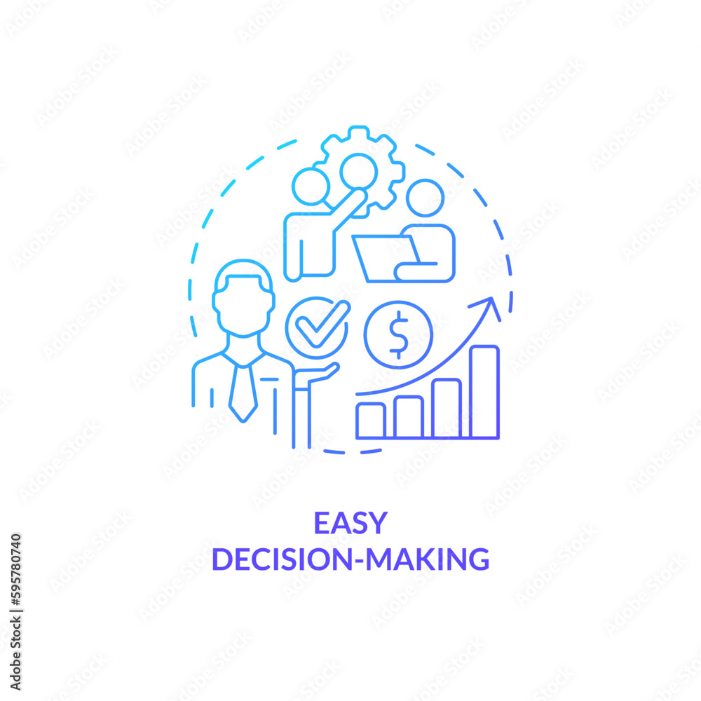Easy decision-making blue gradient concept icon. Company activities. Accounting importance abstract idea thin line illustration. Isolated outline drawing. Myriad Pro-Bold fonts used Easy decision-making blue gradient concept icon. Company activities. Accounting importance abstract idea thin line illustration. Isolated outline drawing. Myriad Pro-Bold fonts used