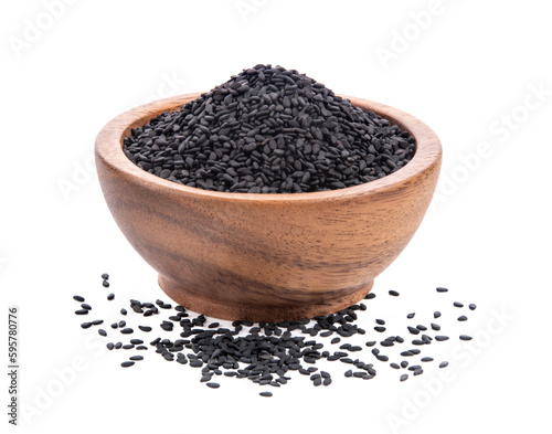 Fototapeta Naklejka Na Ścianę i Meble -  sesame in wood bowl isolated on  transparent png