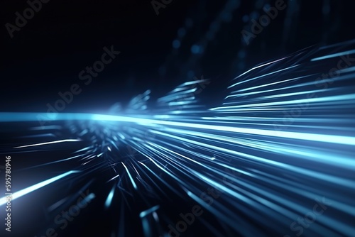 abstract futuristic background with dark blue glowing neon moving high speed wave lines and bokeh lights. Data transfer concept Fantastic wallpaper,Ai Generative