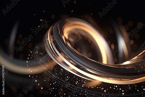 abstract futuristic background with gold silver blue glowing neon moving high speed wave lines and bokeh lights. Data transfer concept Fantastic wallpaper,Ai Generative