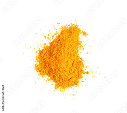 Photos Turmeric (Curcuma) powder pile isolated on  transparent png