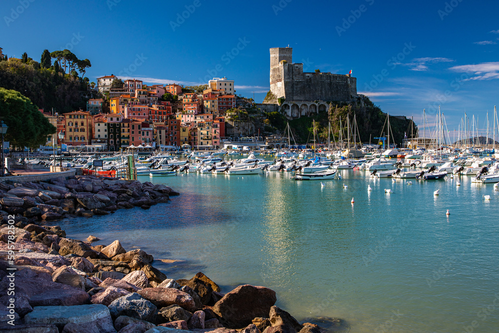 The castle of Lerici in the morning, Liguria, Italy