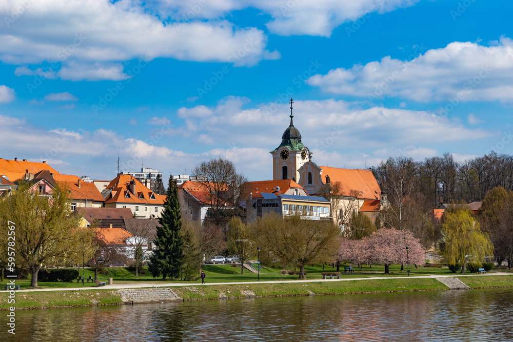 Springtime in little town Tyn nad Vltavou, Czechia