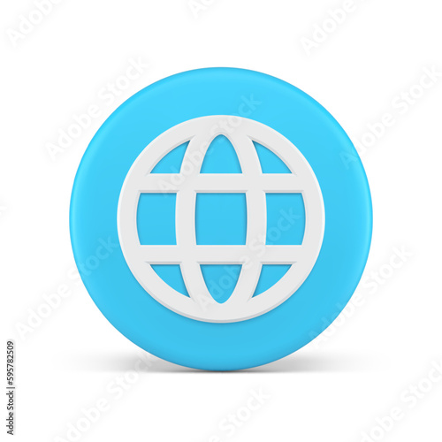 Internet global web connection circle button planet grid cyberspace network 3d icon realistic vector