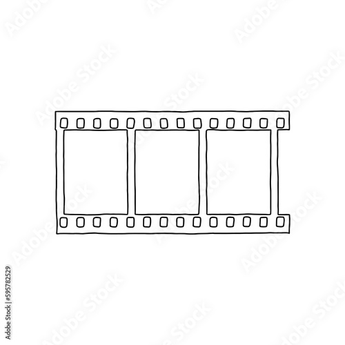 Long film strip, blank photo frames, space for your pictures. Design template, mockup.