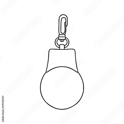 Linear keychain with empty space for your design. Round Keychain with ring and chain. Design template, mockup.