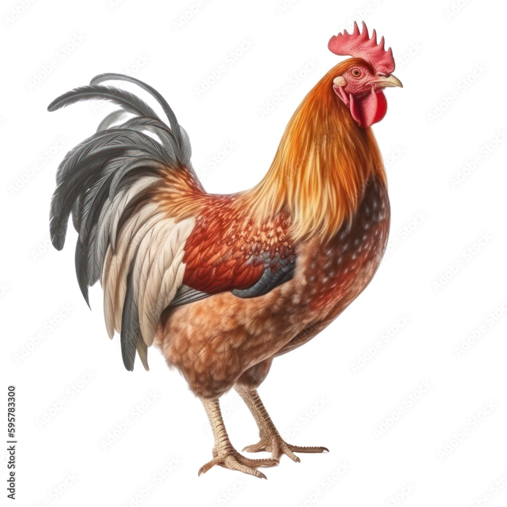 rooster isolated on transparent background, PNG, Generative AI