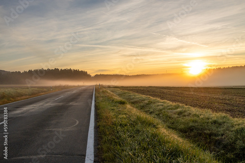 Sunrise in the fog