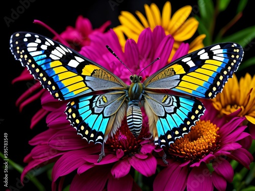 butterfly on flower summer background 