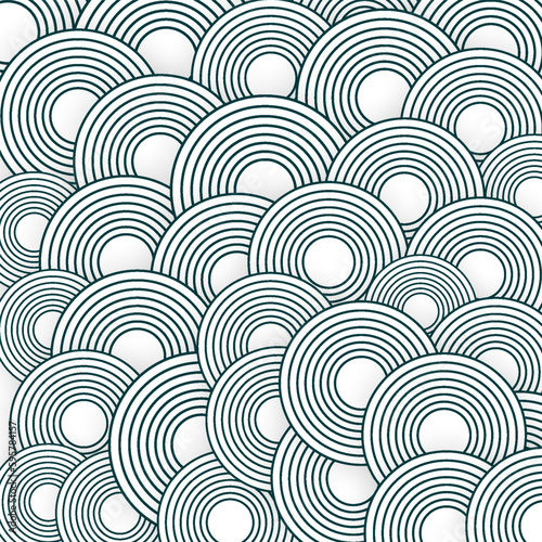 Black and white abstract circle seamless pattern background