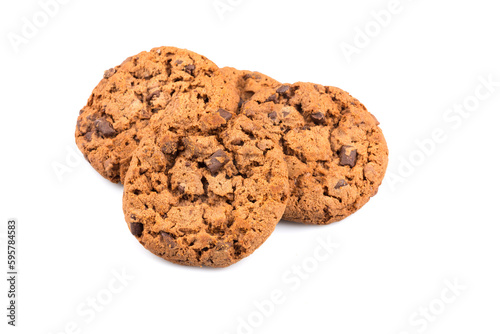 Chocolate chip cookies isolated on white