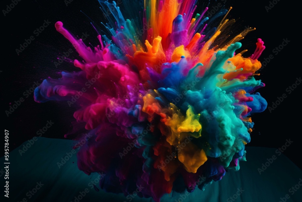 Bursting hues of vibrant color, explosive and dynamic. Generative AI
