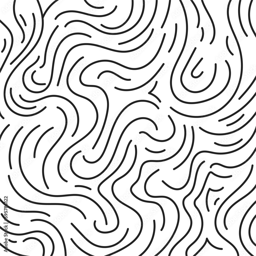 Hand drawn abstract wave lines seamless pattern background