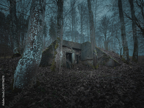 Obraz na plátně Ein alter Bunker im Wald