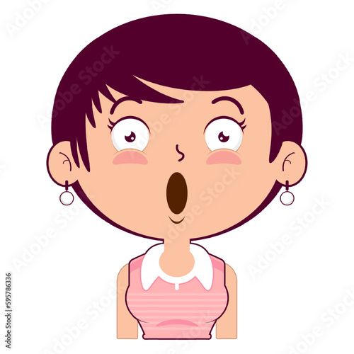 girl surprised face cartoon cute