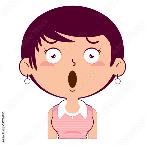 girl surprised face cartoon cute