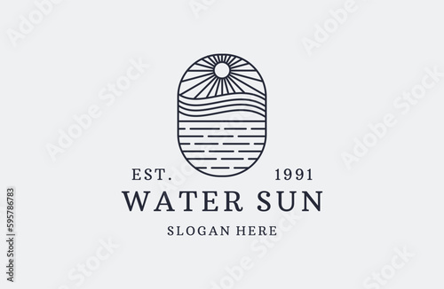 Water sun logo vector icon illustration hipster vintage retro .