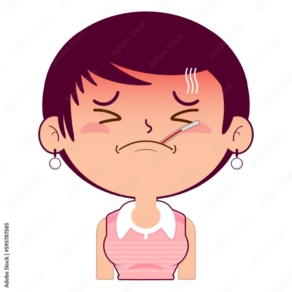 girl sick face cartoon cute girl sick face cartoon cute