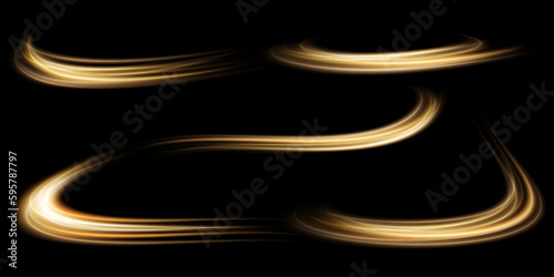 Modern abstract high-speed movement effect. Set of dynamic curve light trails. Velocity pattern for banner or poster design background. Vector eps10.