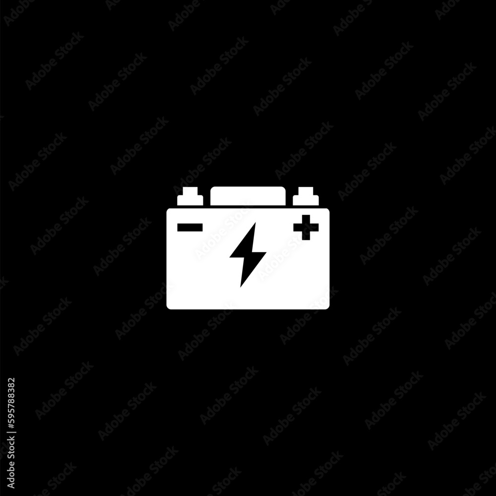 Car battery icon isolated on black background Car battery icon isolated on black background