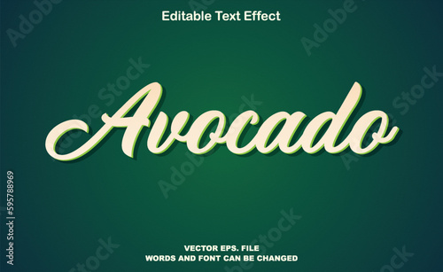 Avocado 3d editable text effect, avocado premium text effect, avocado vector