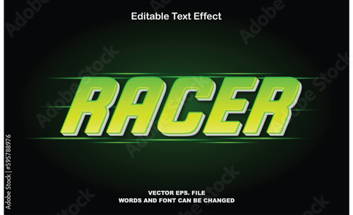 Racer 3d editable text effect, racer text effect premium style